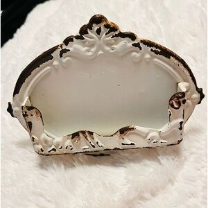 Farmhouse Antique Metal White Business Card Holder